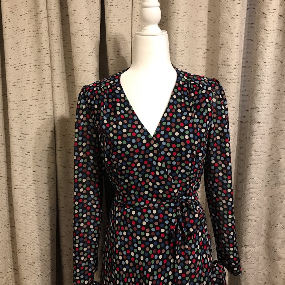 Polkadot, high-low, wrap dress by Betsey Johnson